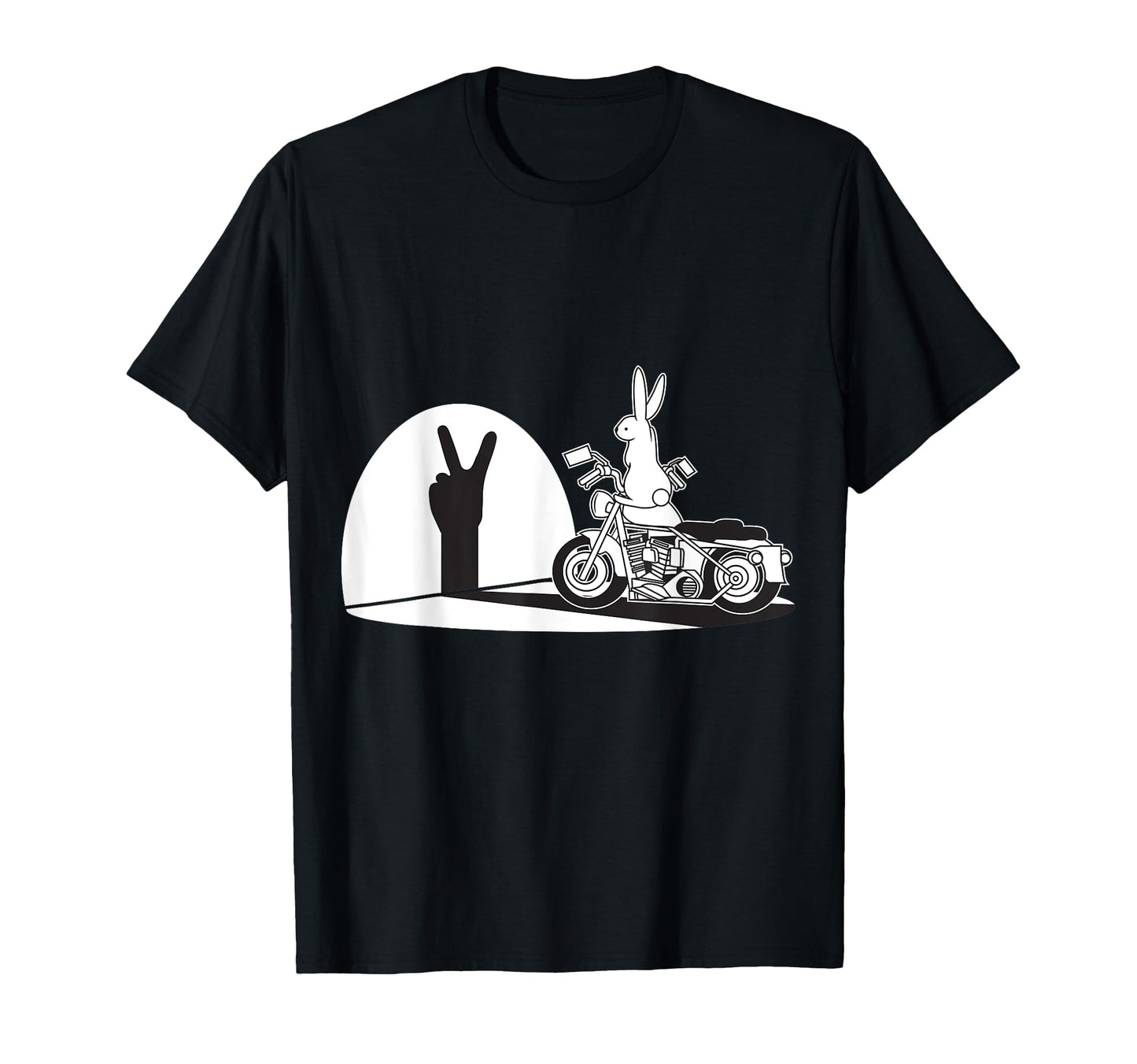 Hi Biker Shadow Chinese Rabbit Hand T-Shirt - Minimalist Print for Adults - T-Shirt, Sweatshirt, Hoodie