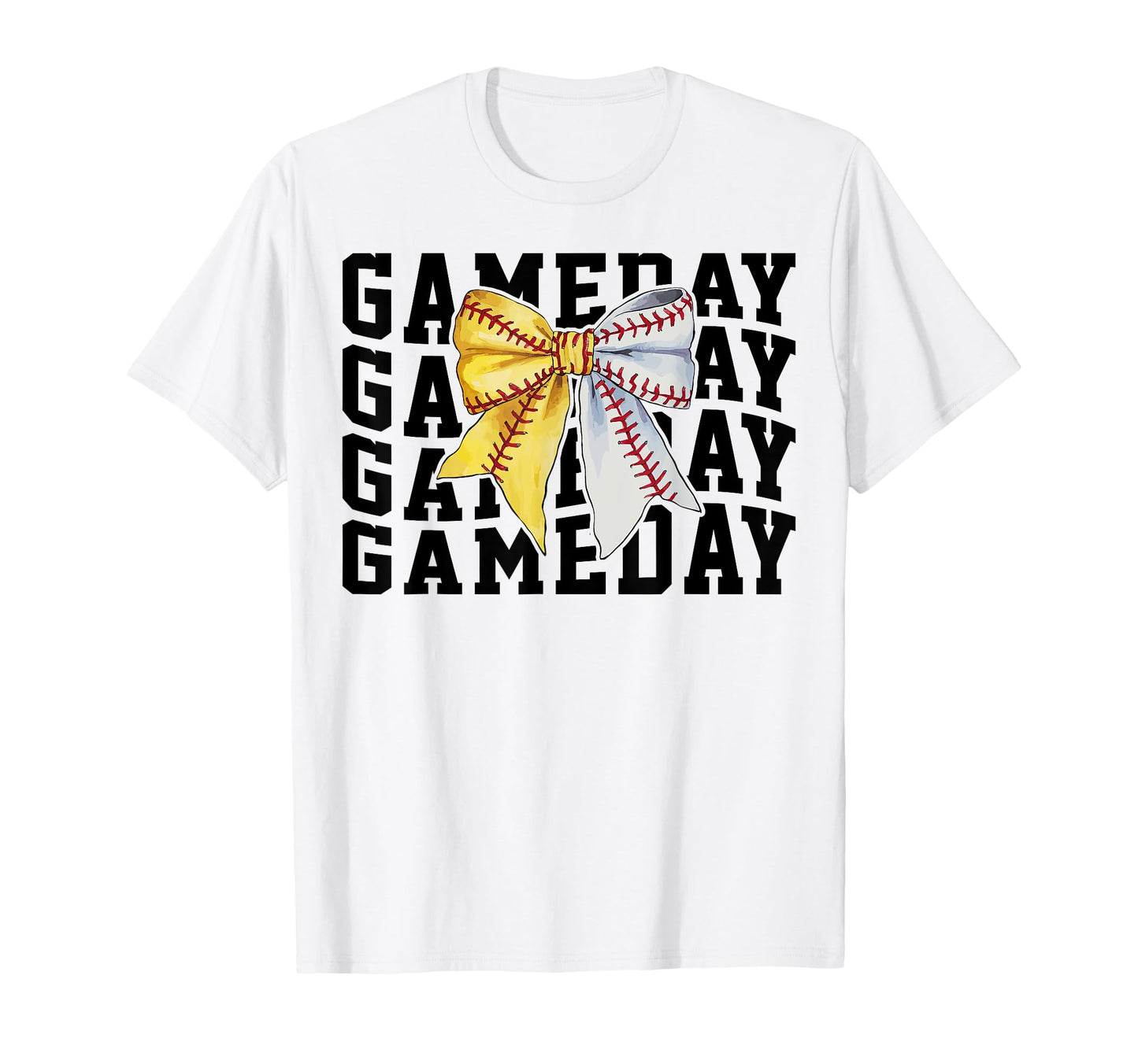 Game Day Coquette Bow Softball Baseball T-Shirt - Graphic Print Unisex - T-Shirt, Sweatshirt, Hoodie