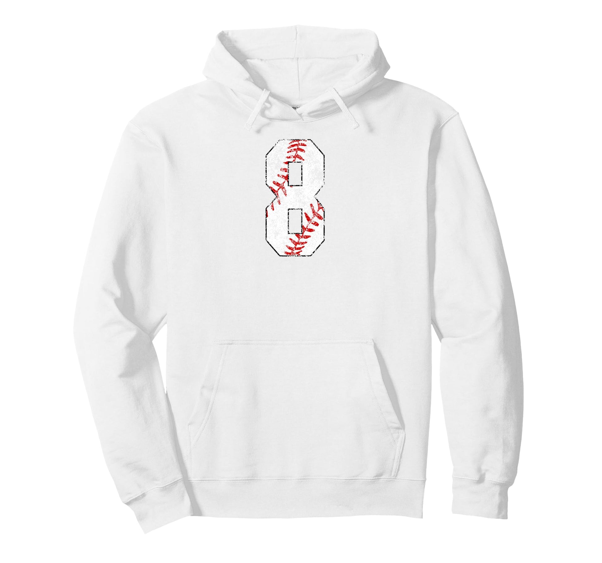 Distressed Baseball Number 8 Jersey Hoodie - Unique Graphic for Adults - T-Shirt, Sweatshirt, Hoodie