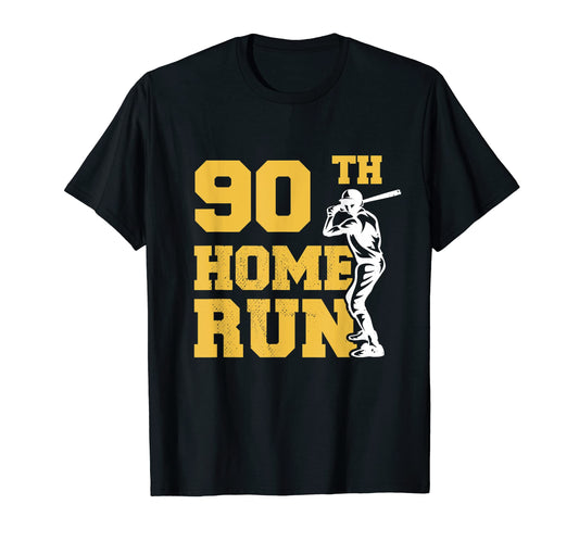 90Th Home Run Baseball Funny 90Th Birthday T-Shirt - Unique Graphic Unisex - T-Shirt, Sweatshirt, Hoodie