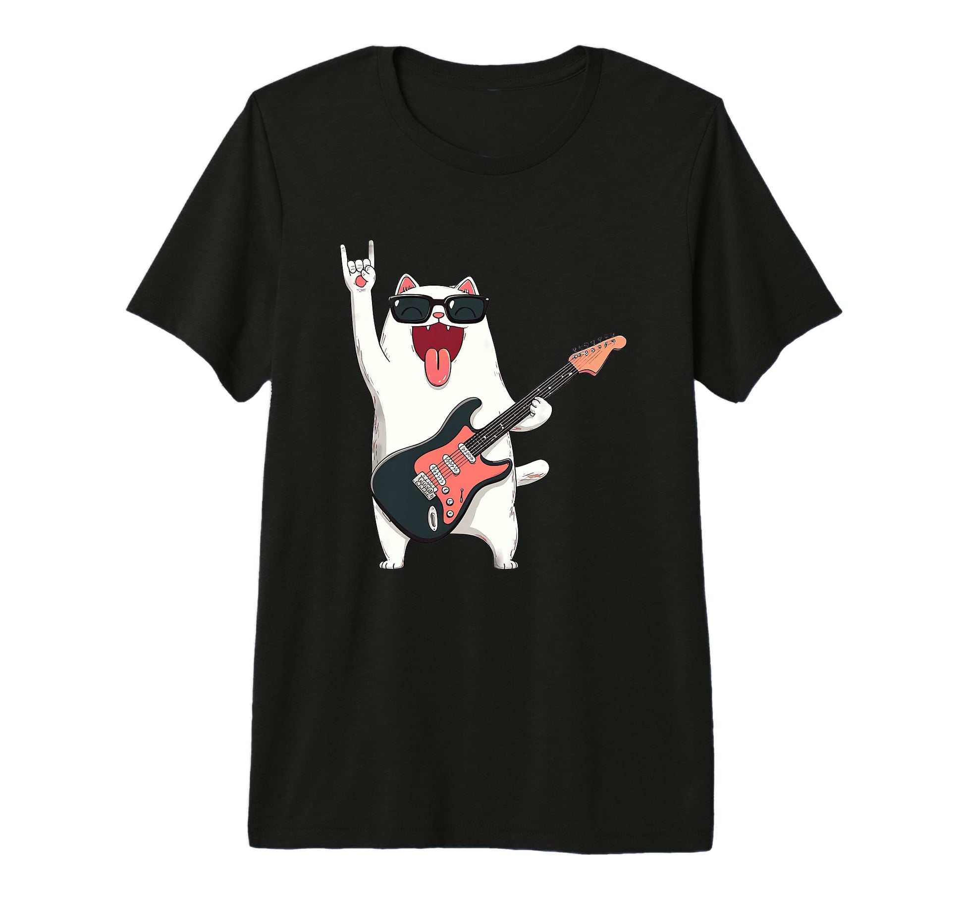 Cat Rock Music Funny Cartoon Playful T-Shirt - Streetwear Style for Adults - T-Shirt, Sweatshirt, Hoodie