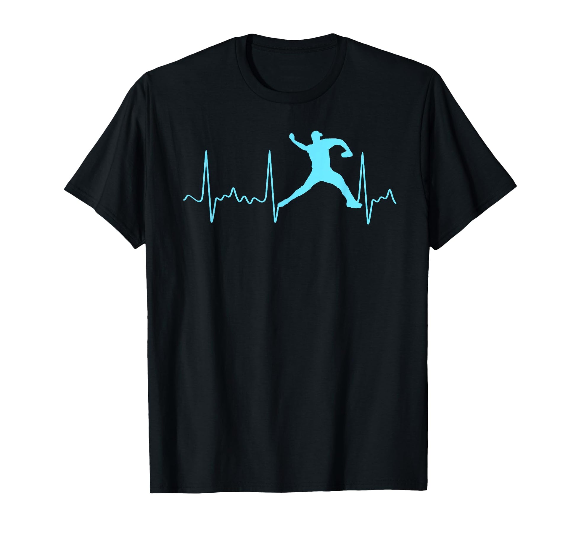Light Blue Baseball Heartbeat Baseball T-Shirt - Graphic Print Unisex - T-Shirt, Sweatshirt, Hoodie
