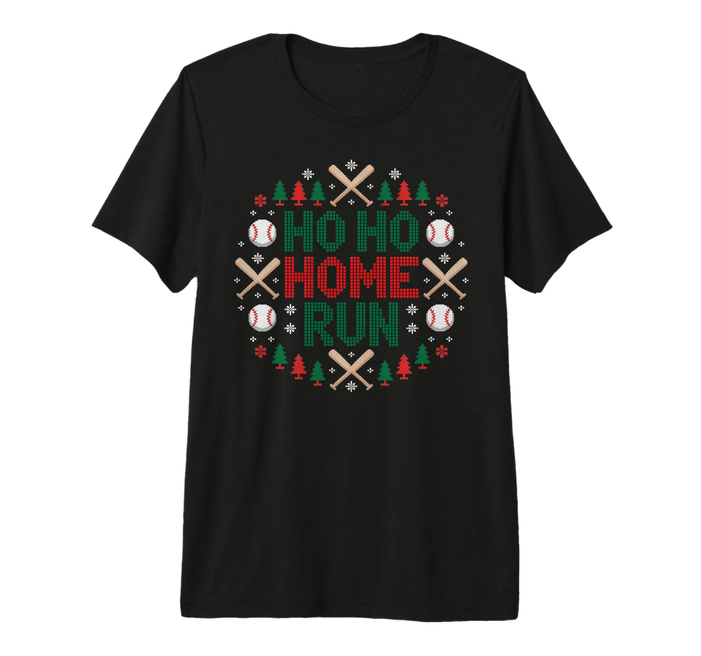 Ho Ho Home Run Ugly Funny Baseball T-Shirt - Unique Graphic for Adults - T-Shirt, Sweatshirt, Hoodie