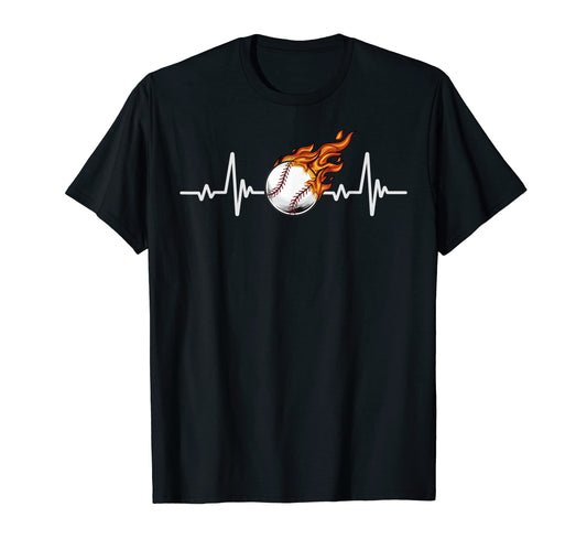 Baseball Ball Heartbeat Baseball T-Shirt - Casual Everyday Wear Unisex - T-Shirt, Sweatshirt, Hoodie