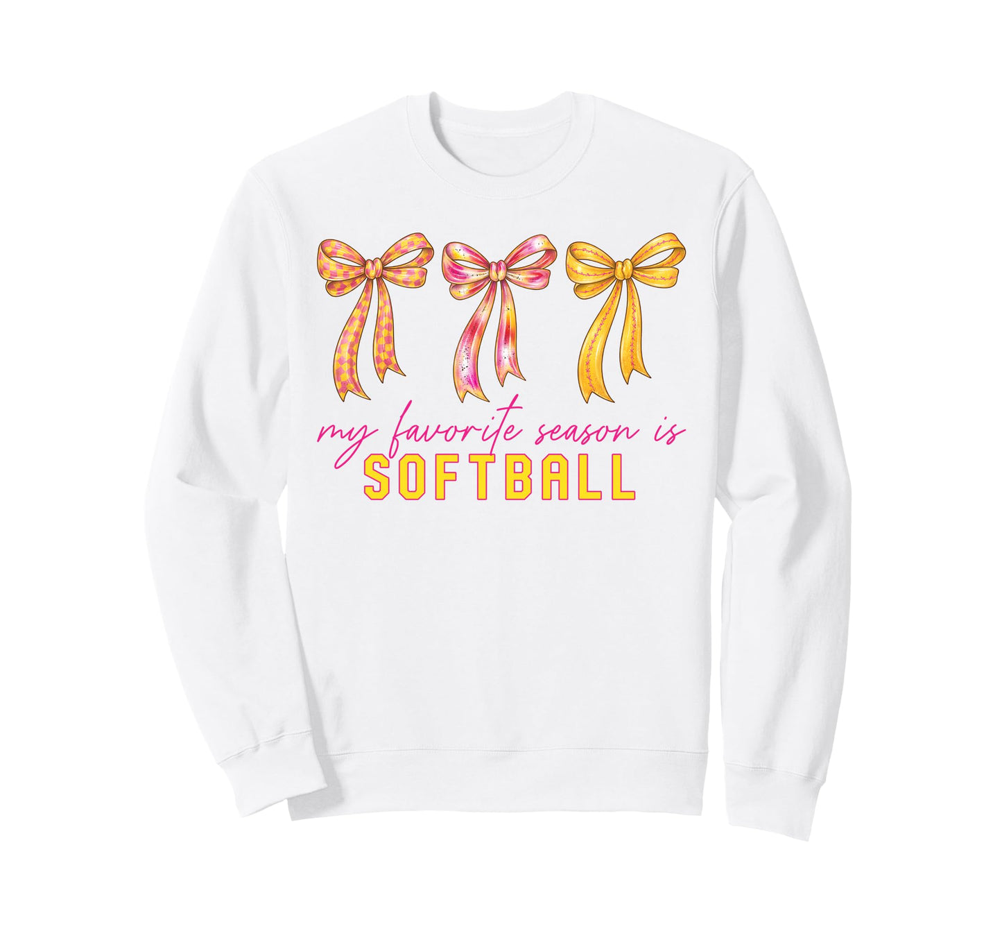 Softball Is My Favorite Season Coquette Sweatshirt - Unique Graphic Unisex - T-Shirt, Sweatshirt, Hoodie