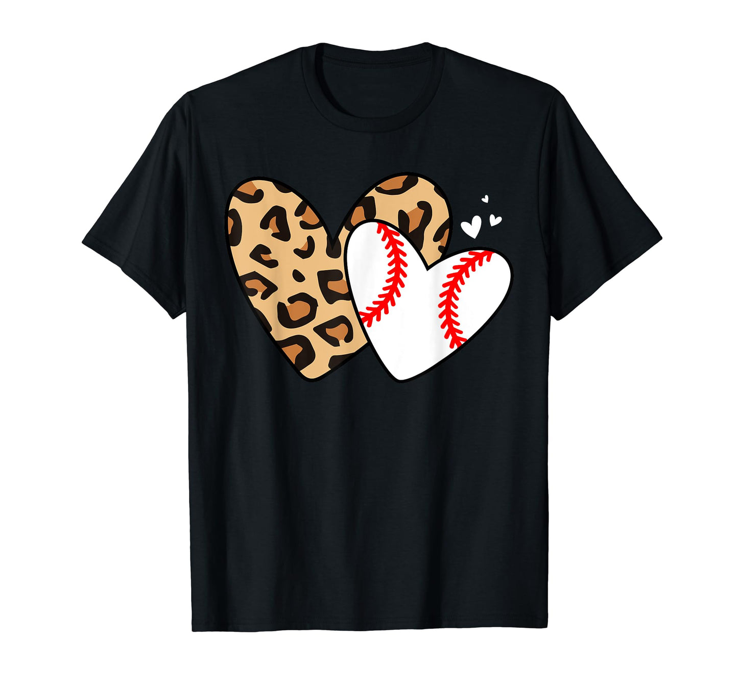Baseball Heart Leopard Heart Funny T-Shirt - Fun Novelty Design Men Women - T-Shirt, Sweatshirt, Hoodie