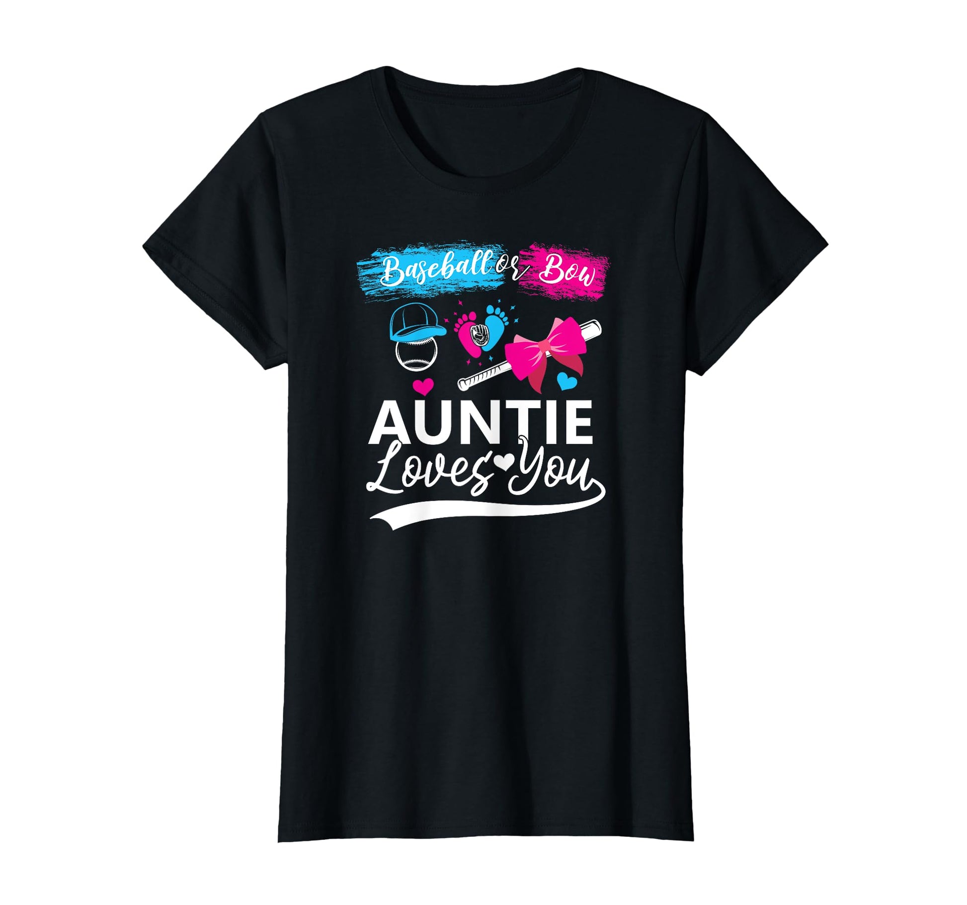 Baseball Or Bow Auntie Loves You T-Shirt - Unique Graphic Men Women - T-Shirt, Sweatshirt, Hoodie