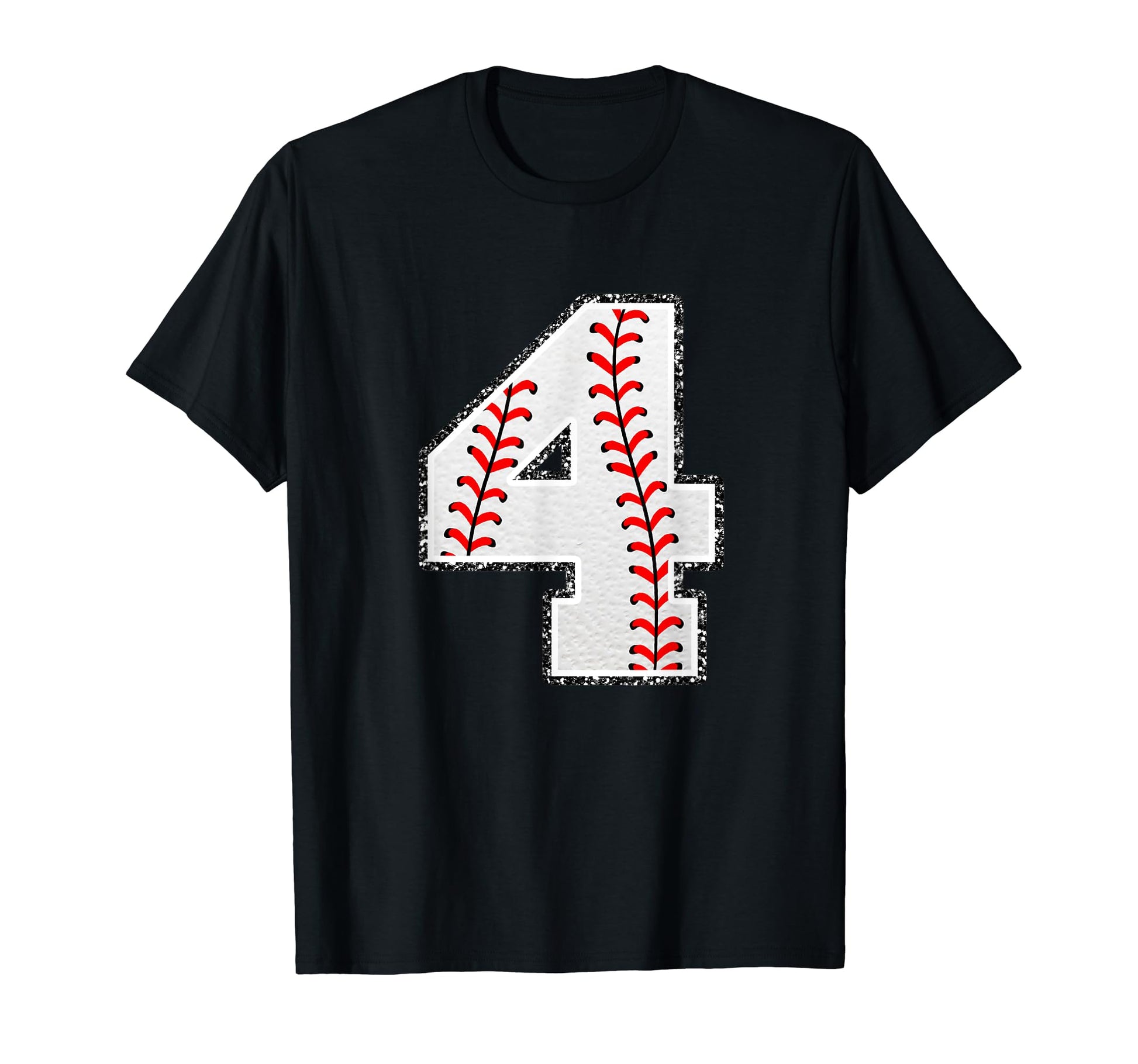 4 Baseball Distressed Number T-Shirt - Fun Novelty Design for Adults - T-Shirt, Sweatshirt, Hoodie