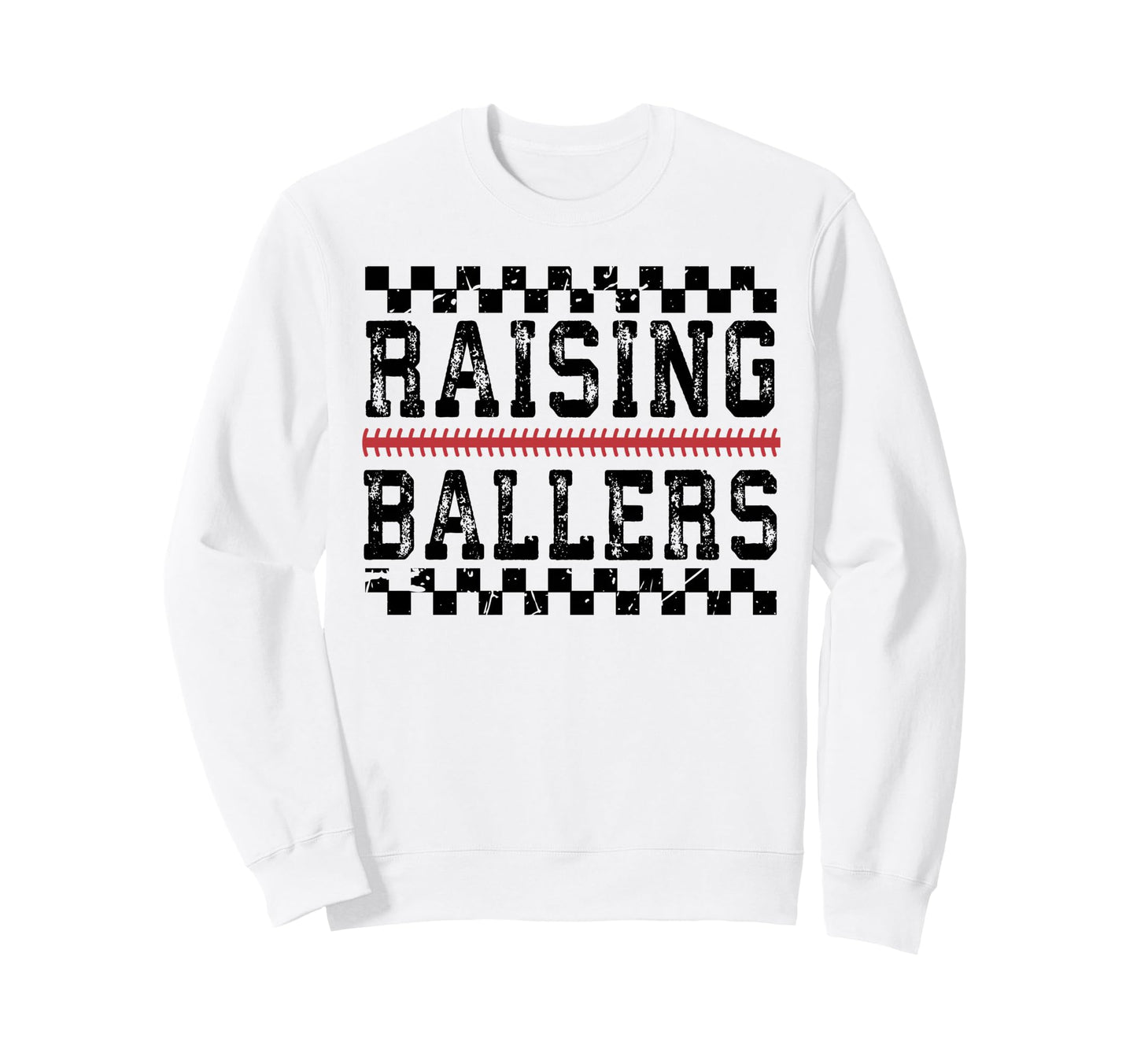 Raising Ballers Checkered Sweatshirt - Fun Novelty Design for Adults - T-Shirt, Sweatshirt, Hoodie