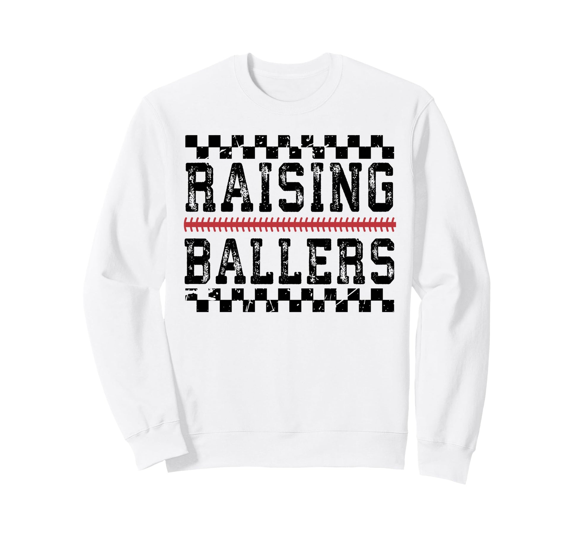 Raising Ballers Checkered Sweatshirt - Fun Novelty Design for Adults - T-Shirt, Sweatshirt, Hoodie