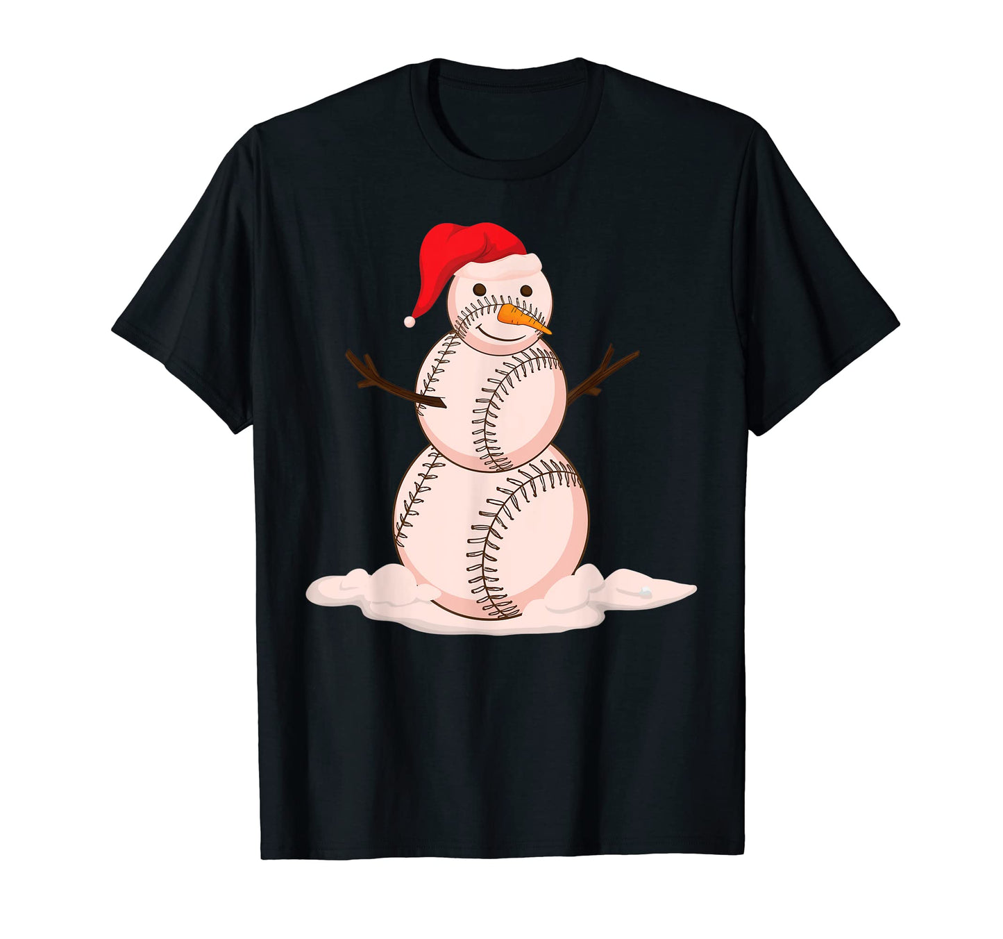 Baseball Snowman Fun Celebrate Holidays Joy T-Shirt - Graphic Print Unisex - T-Shirt, Sweatshirt, Hoodie