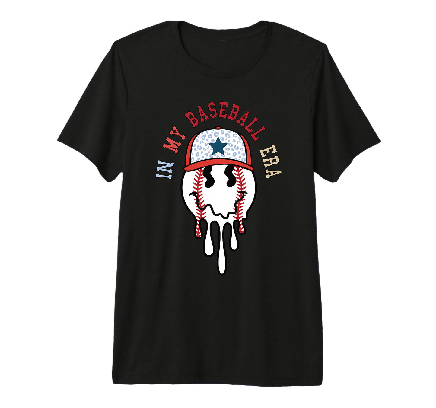 Baseball Melting Happy Face Leopard T-Shirt - Custom Art Print Men Women - T-Shirt, Sweatshirt, Hoodie