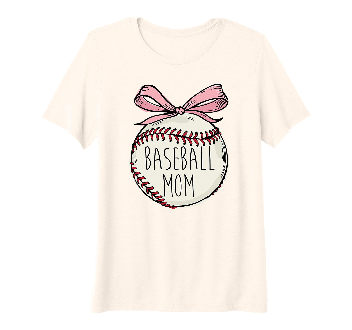 Womens Baseball Mom Coquette Bow Team T-Shirt - Custom Art Print Unisex - T-Shirt, Sweatshirt, Hoodie