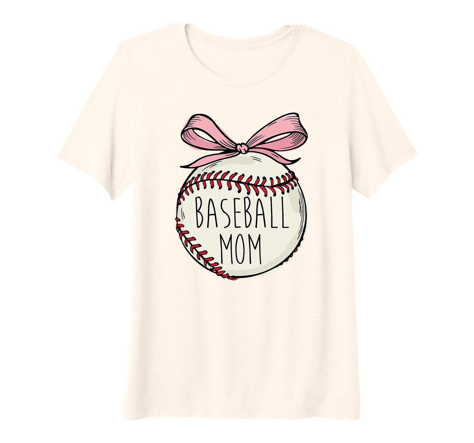 Womens Baseball Mom Coquette Bow Team T-Shirt - Custom Art Print Unisex - T-Shirt, Sweatshirt, Hoodie
