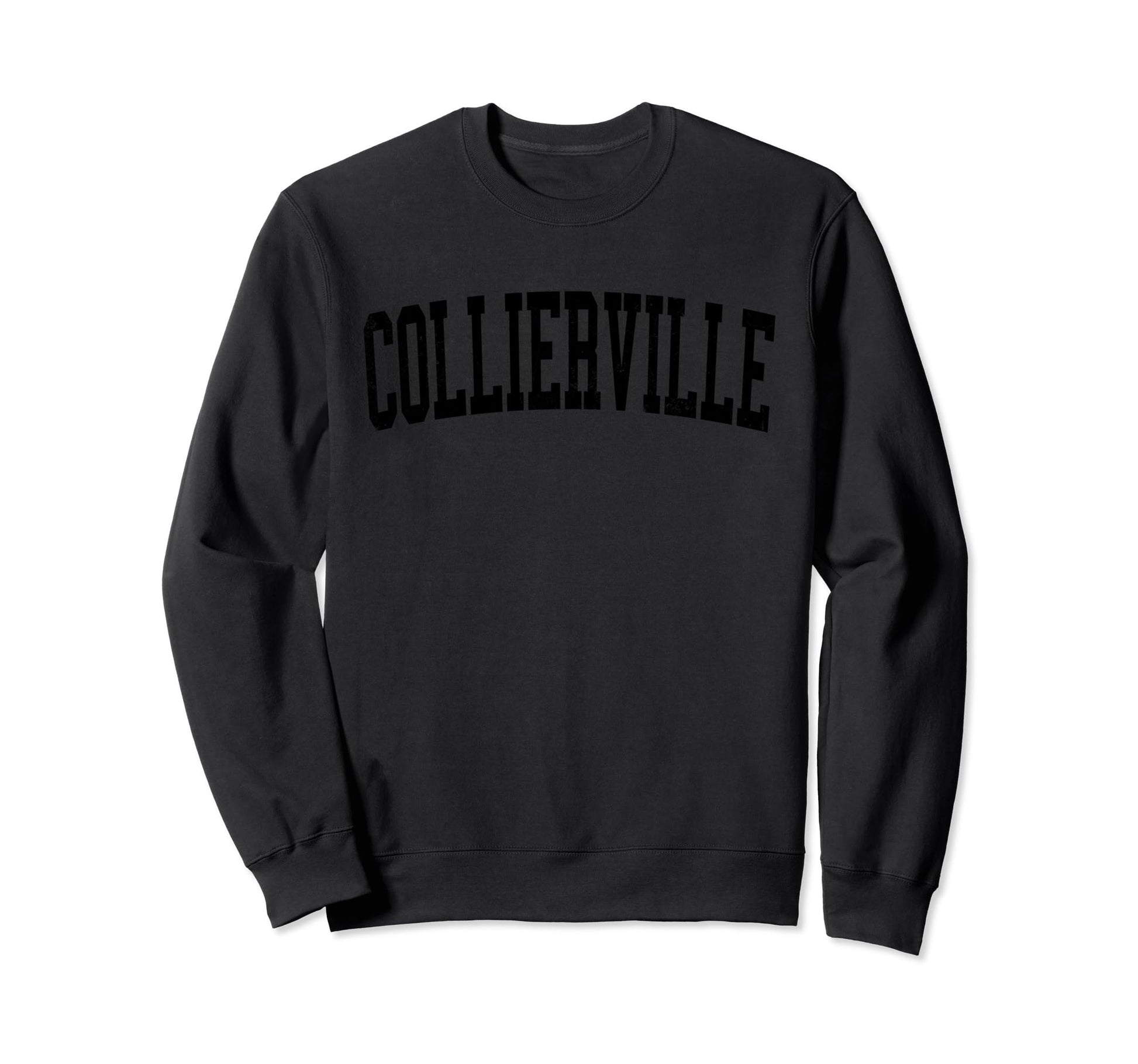 Collierville Tn Distressed Black Sweatshirt - Minimalist Print for Adults - T-Shirt, Sweatshirt, Hoodie