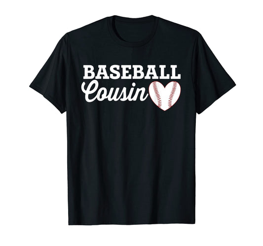 Baseball Cousin Love Heart Baseball T-Shirt - Graphic Print for Adults - T-Shirt, Sweatshirt, Hoodie