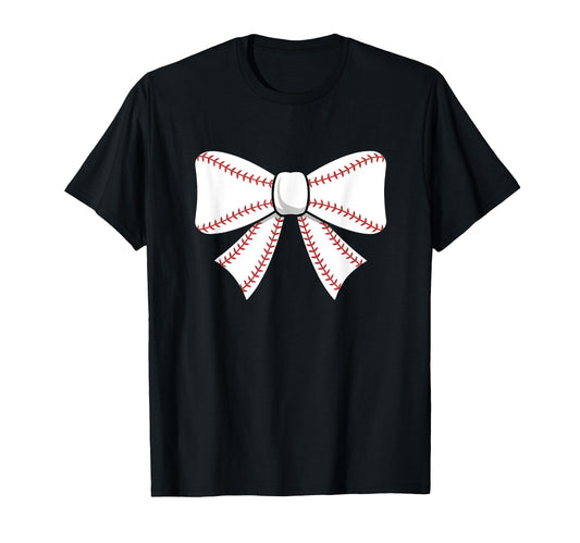 Baseball Bow Baseball Mom Mama T-Shirt - Unique Graphic Unisex - T-Shirt, Sweatshirt, Hoodie