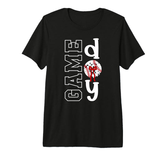 Baseball Game Day Bow Game Day Baseball T-Shirt - Graphic Print Men Women - T-Shirt, Sweatshirt, Hoodie