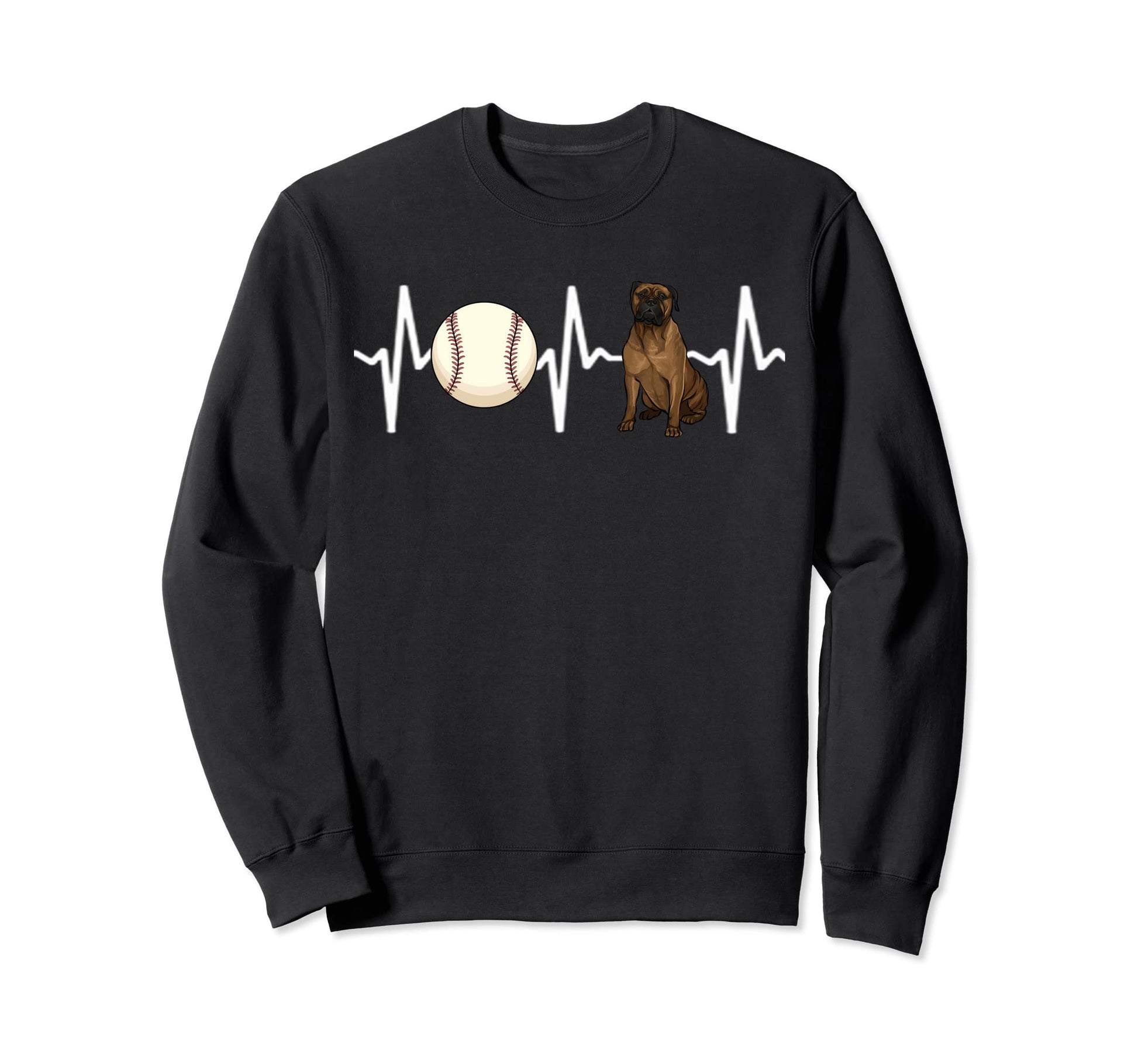 Baseball Bullmastiff Heartbeat Dog Sweatshirt - Streetwear Style Men Women - T-Shirt, Sweatshirt, Hoodie