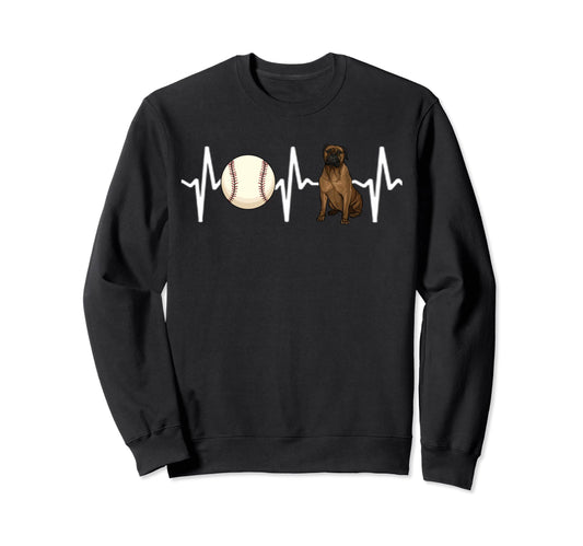 Baseball Bullmastiff Heartbeat Dog Sweatshirt - Streetwear Style Men Women - T-Shirt, Sweatshirt, Hoodie