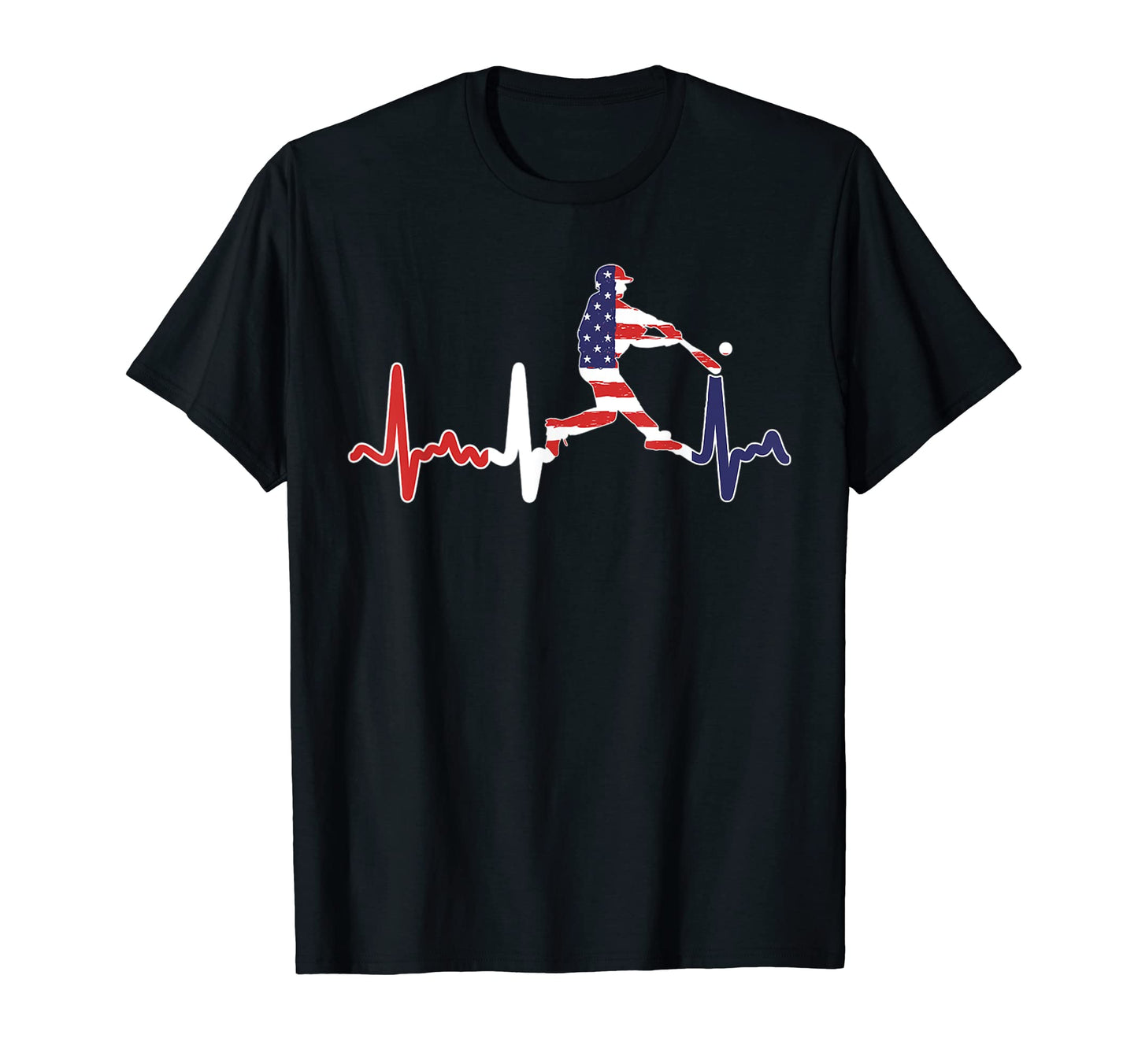 Baseball Batter Bat Heartbeat Baseball T-Shirt - Graphic Print Men Women - T-Shirt, Sweatshirt, Hoodie