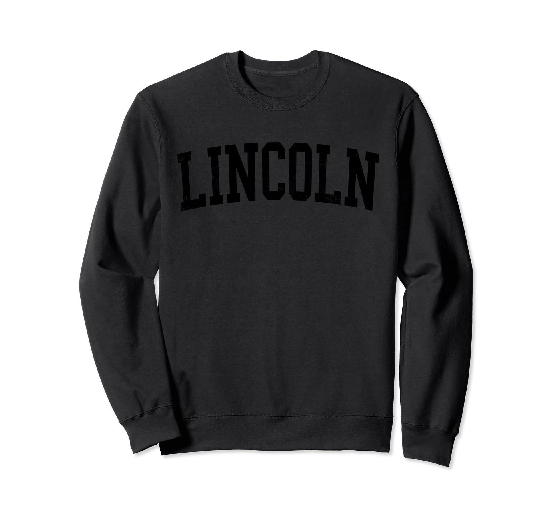 Lincoln Ne Distressed Black Varsity Sweatshirt - Unique Graphic Unisex - T-Shirt, Sweatshirt, Hoodie