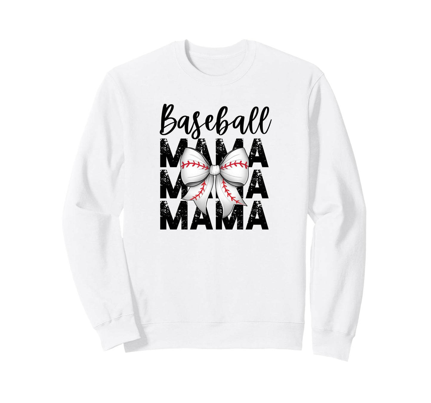 Baseball Bow Red Detail Sweatshirt - Minimalist Print Men Women - T-Shirt, Sweatshirt, Hoodie