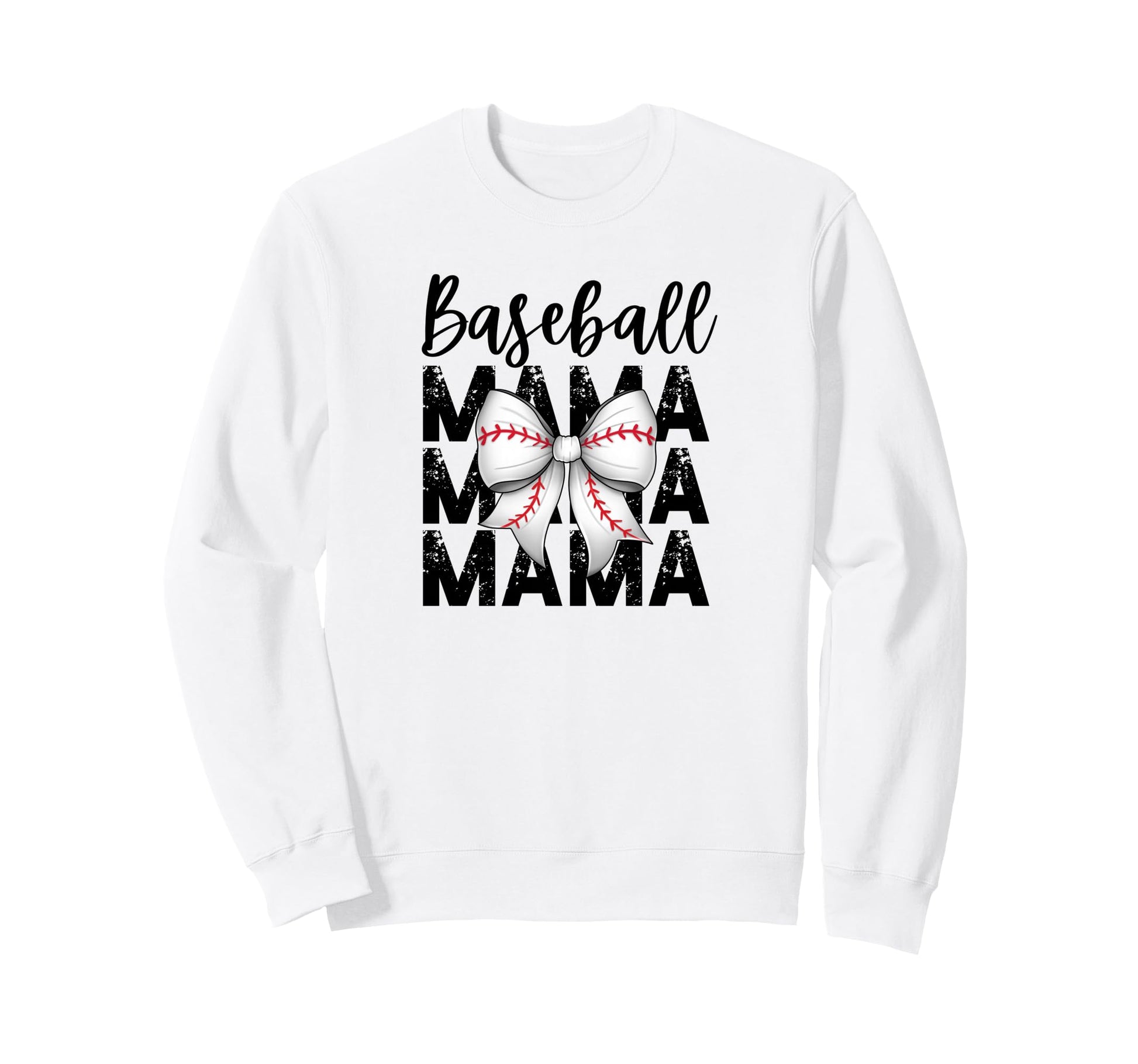 Baseball Bow Red Detail Sweatshirt - Minimalist Print Men Women - T-Shirt, Sweatshirt, Hoodie