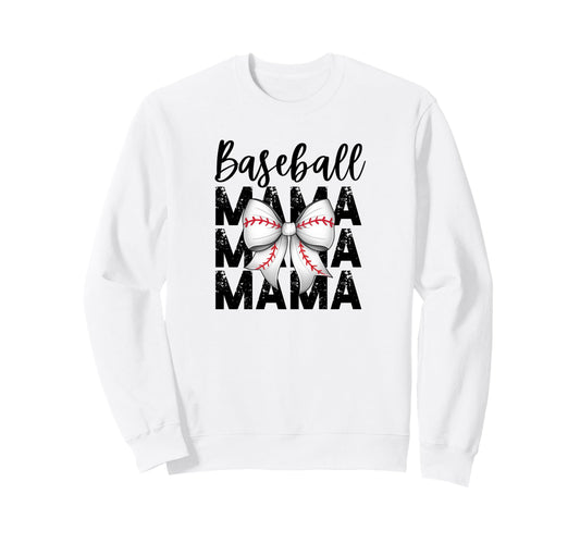 Baseball Bow Red Detail Sweatshirt - Minimalist Print Men Women - T-Shirt, Sweatshirt, Hoodie