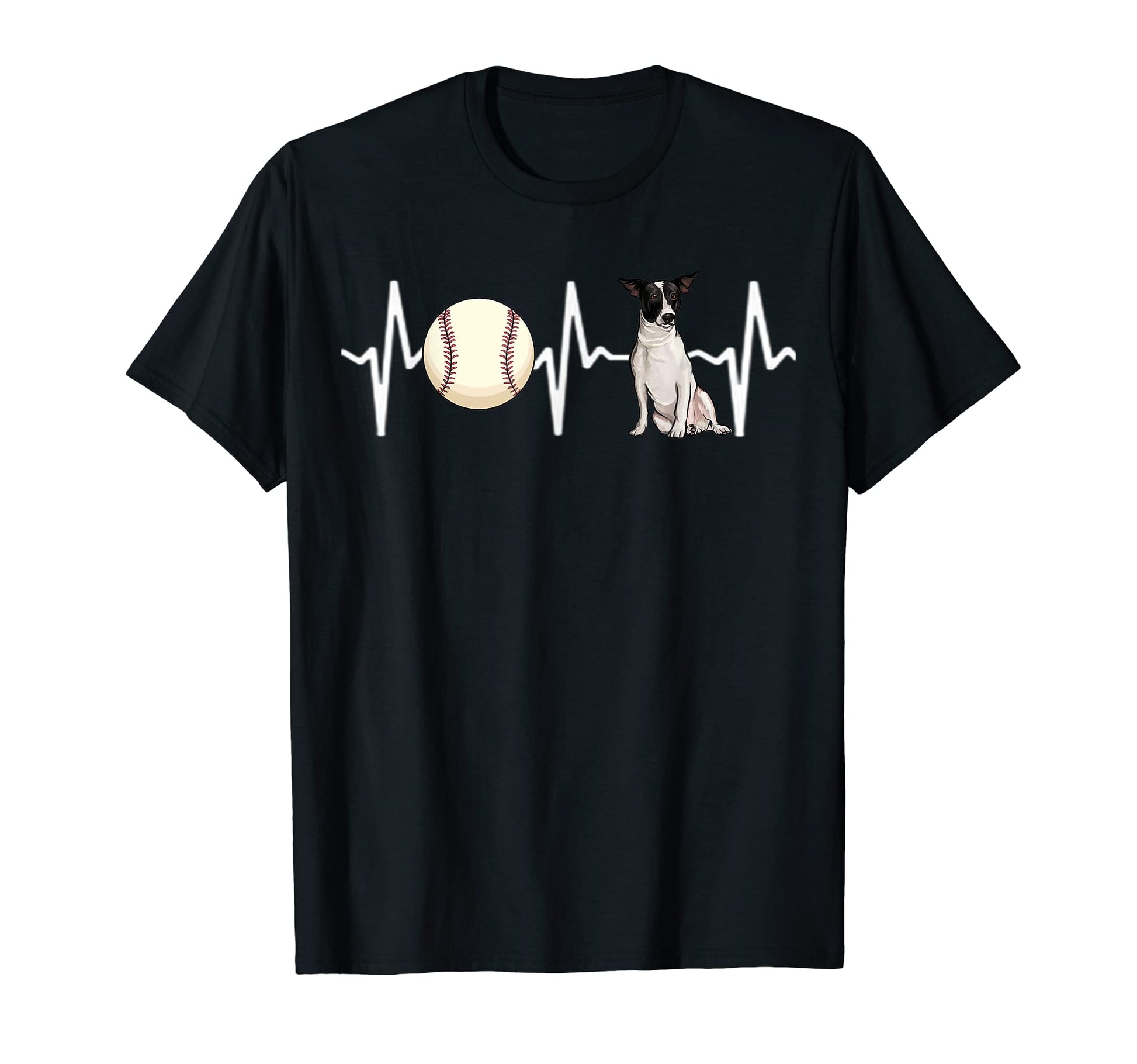 Baseball Rat Terrier Heartbeat Dog T-Shirt - Aesthetic Graphic Men Women - T-Shirt, Sweatshirt, Hoodie