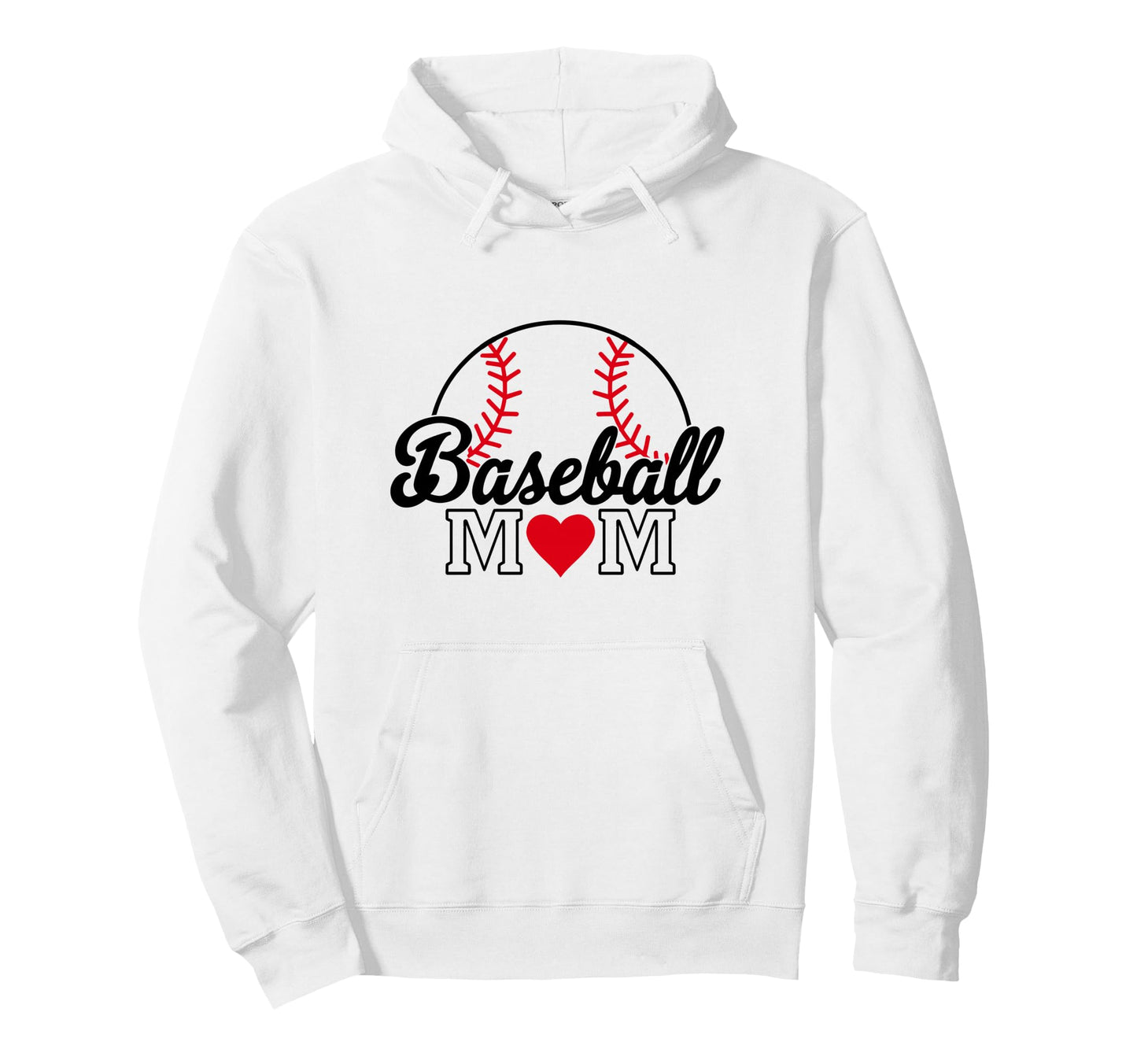 Baseball Mom Red Heart Mothers Day Hoodie - Streetwear Style for Adults - T-Shirt, Sweatshirt, Hoodie