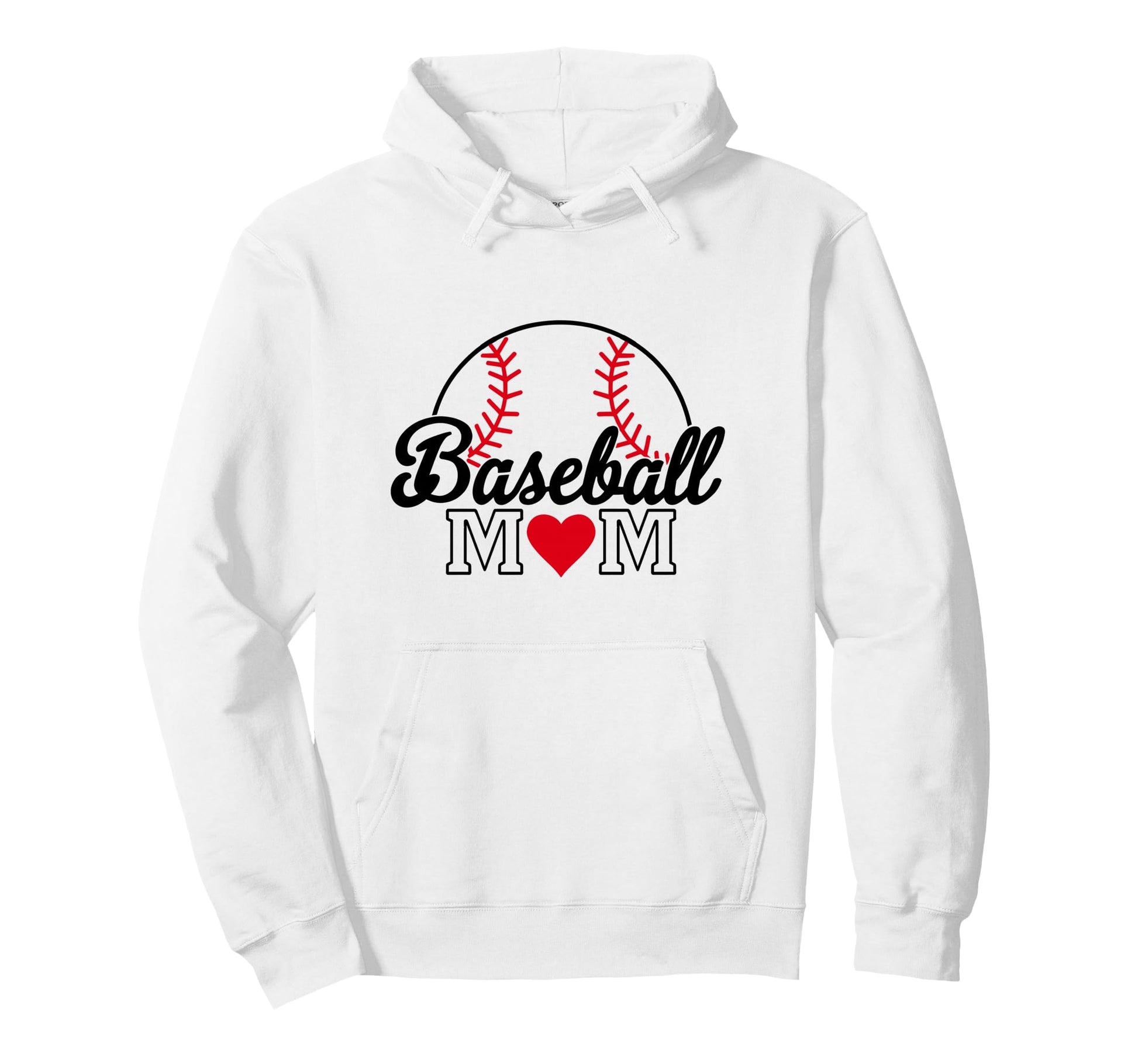 Baseball Mom Red Heart Mothers Day Hoodie - Streetwear Style for Adults - T-Shirt, Sweatshirt, Hoodie