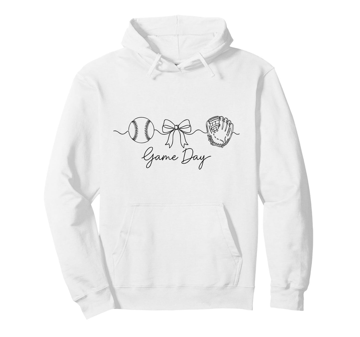 Game Day Baseball Mom Ball Bow Hoodie - Casual Everyday Wear for Adults - T-Shirt, Sweatshirt, Hoodie