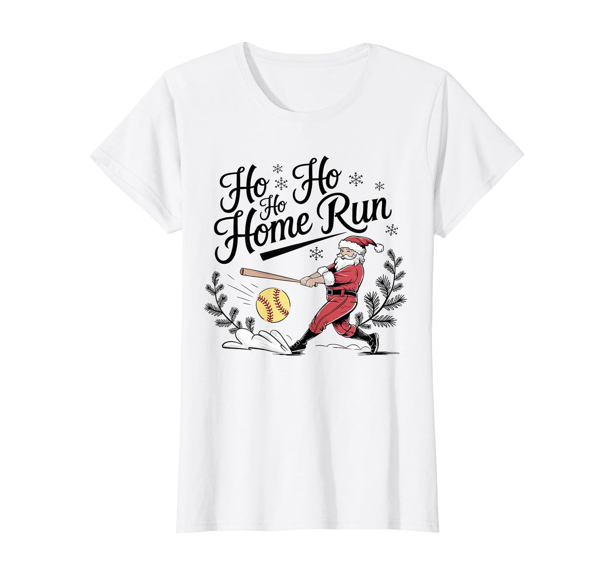 Ho Ho Ho Home Run Santa Softball T-Shirt - Fun Novelty Design Unisex - T-Shirt, Sweatshirt, Hoodie