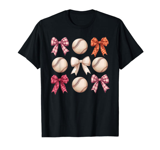 Baseball Coquette Bow Mom Sister T-Shirt - Fun Novelty Design for Adults - T-Shirt, Sweatshirt, Hoodie