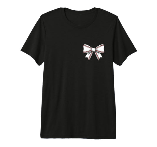 Baseball Bow Baseball Mom Mama Tri T-Shirt - Minimalist Print for Adults - T-Shirt, Sweatshirt, Hoodie