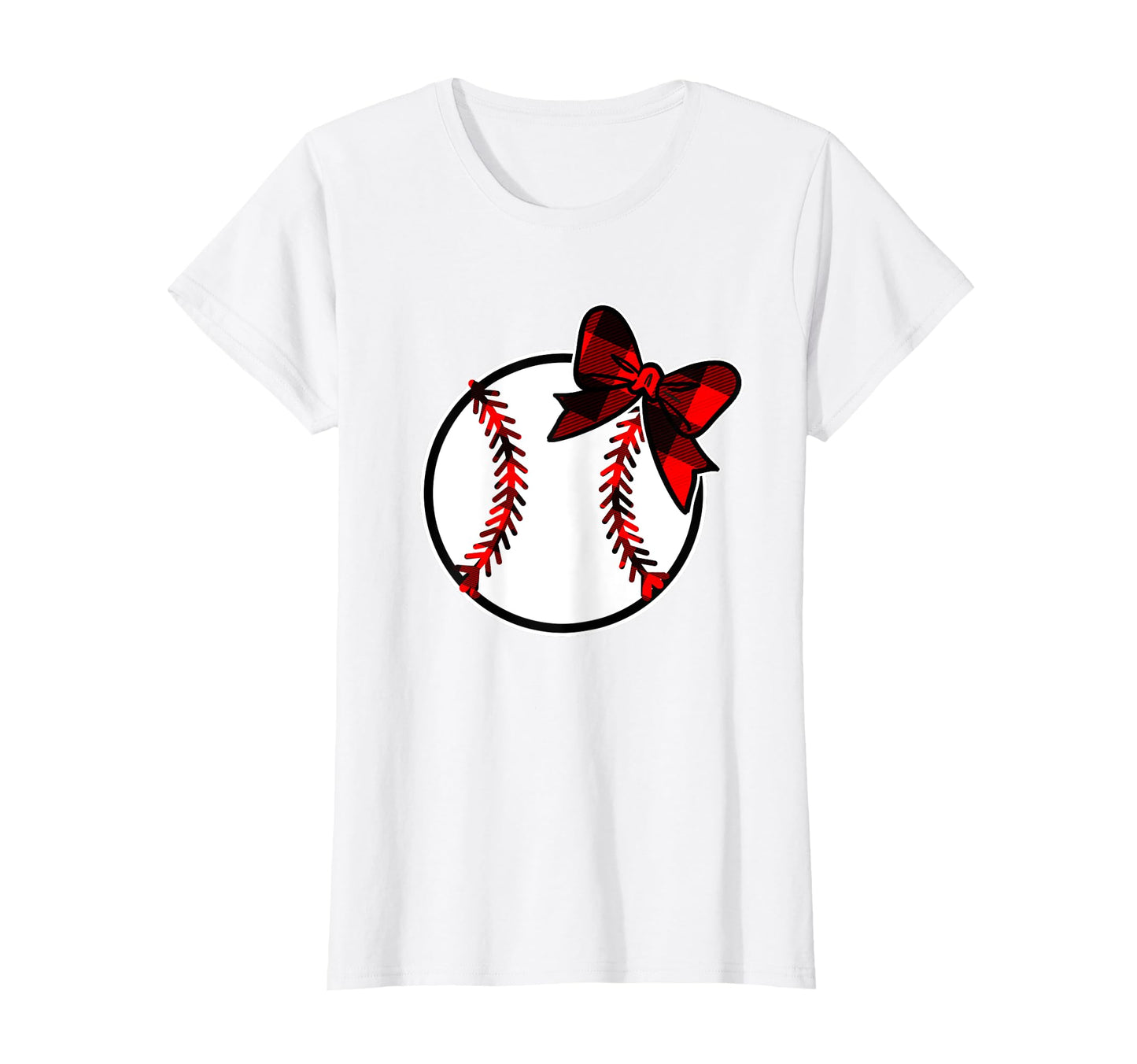 Baseball Bow Red Plaid T-Shirt - Minimalist Print Men Women - T-Shirt, Sweatshirt, Hoodie