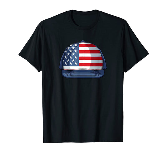 American Base Cap 4Th July Baseball T-Shirt - Custom Art Print Men Women - T-Shirt, Sweatshirt, Hoodie