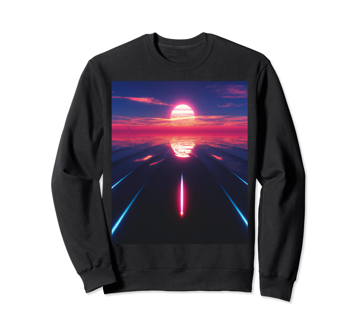 Vaporwave Aesthetic Sunset Above Sweatshirt - Graphic Print Men Women - T-Shirt, Sweatshirt, Hoodie