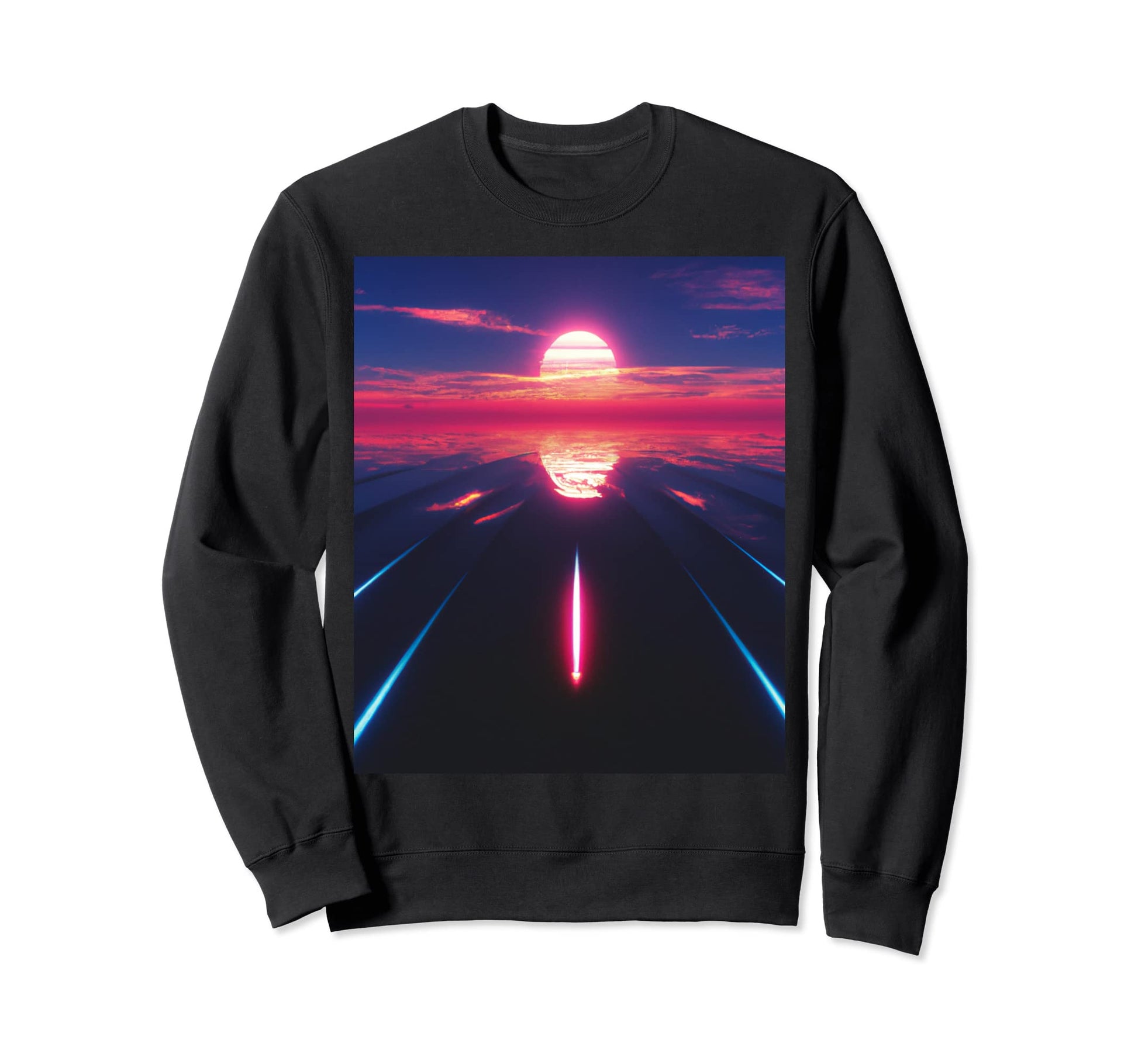 Vaporwave Aesthetic Sunset Above Sweatshirt - Graphic Print Men Women - T-Shirt, Sweatshirt, Hoodie