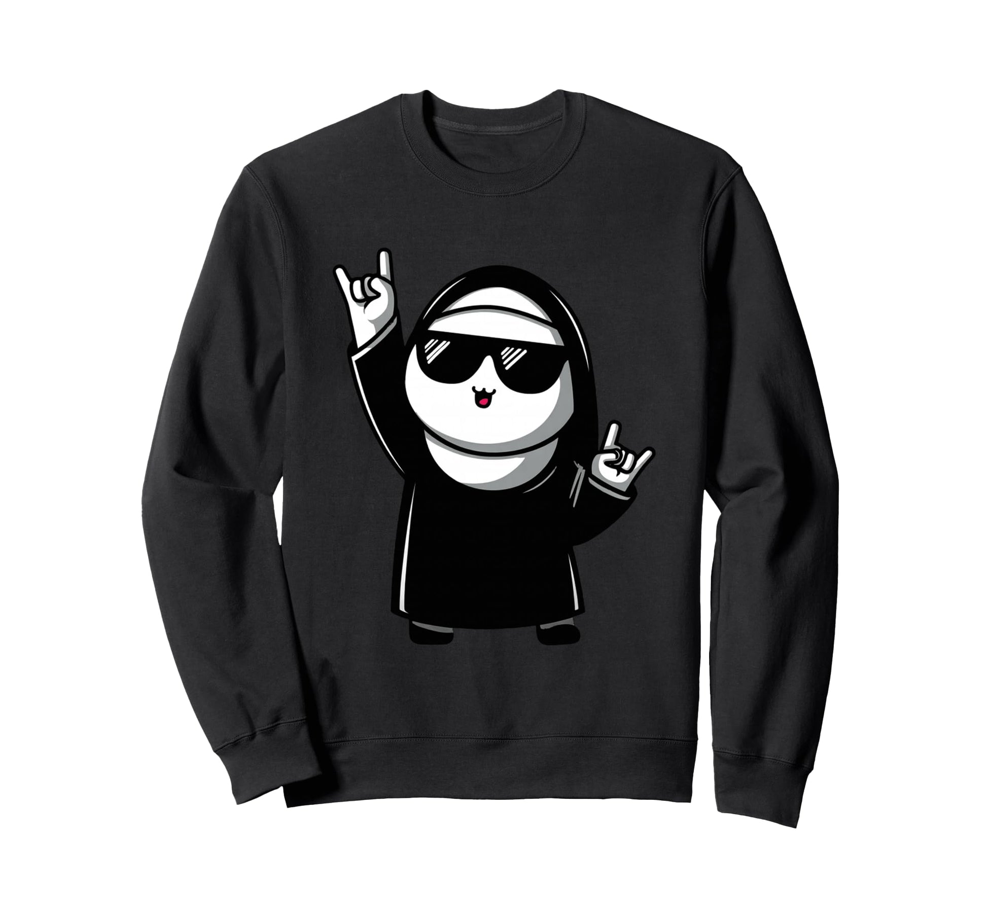 Nun Sunglasses Rock Hand Signs Funny Sweatshirt - Graphic Print for Adults - T-Shirt, Sweatshirt, Hoodie