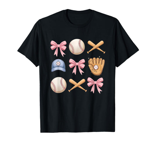 Baseball Coquette Bow Mom Sister T-Shirt - Unique Graphic Men Women - T-Shirt, Sweatshirt, Hoodie