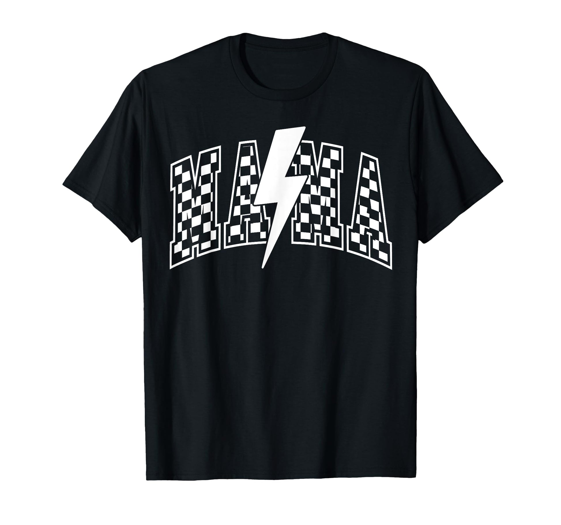 Mama Lightning Bolt Checkered T-Shirt - Streetwear Style for Adults - T-Shirt, Sweatshirt, Hoodie