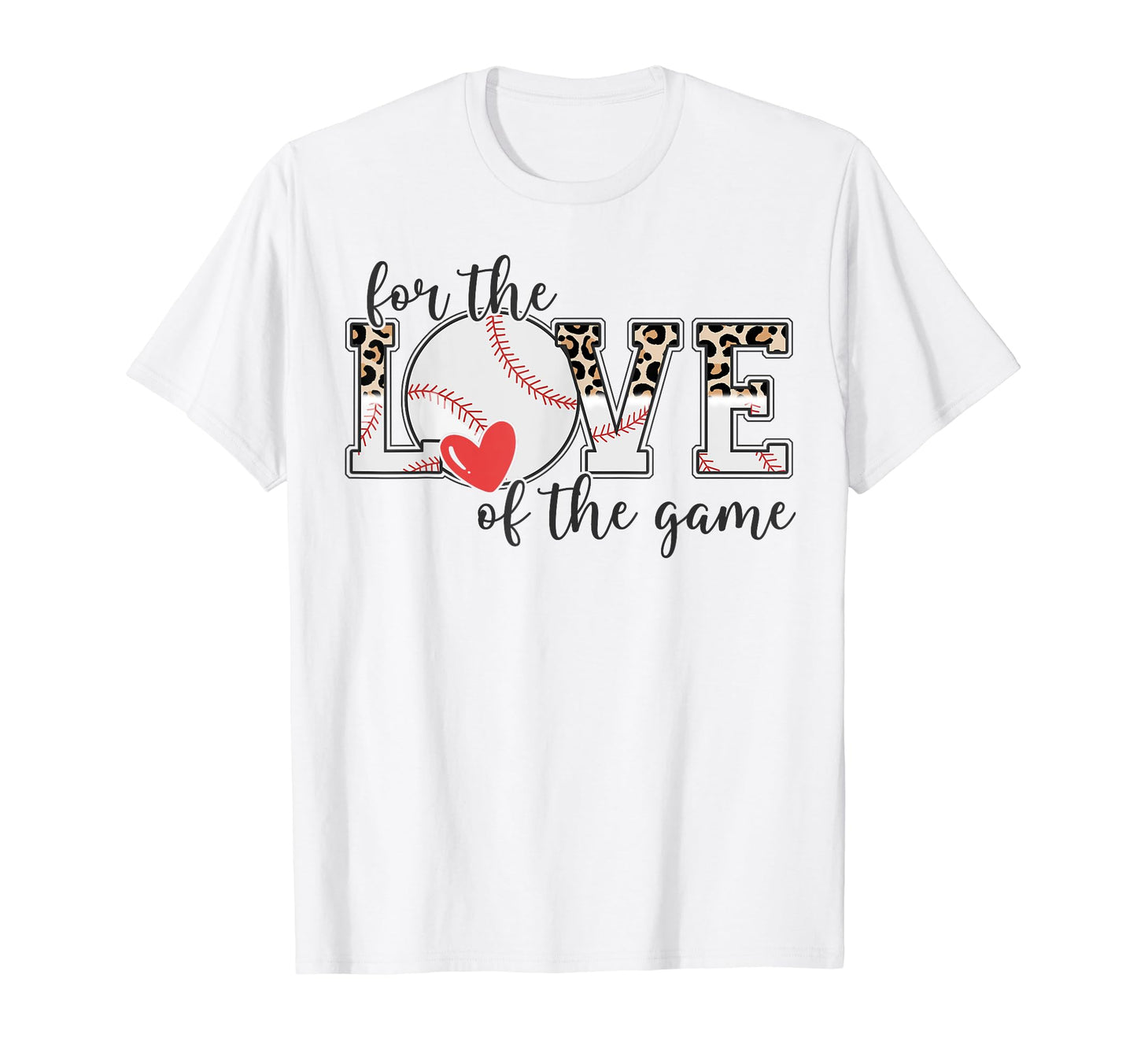 Love Game Baseball Game Day Leopard T-Shirt - Trendy Graphic for Adults - T-Shirt, Sweatshirt, Hoodie