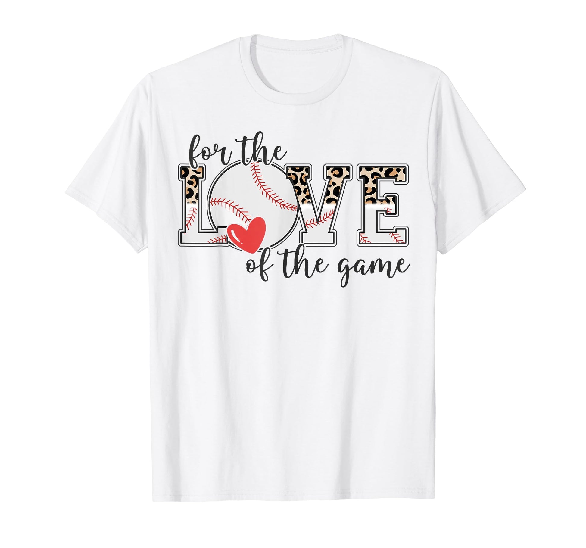 Love Game Baseball Game Day Leopard T-Shirt - Trendy Graphic for Adults - T-Shirt, Sweatshirt, Hoodie