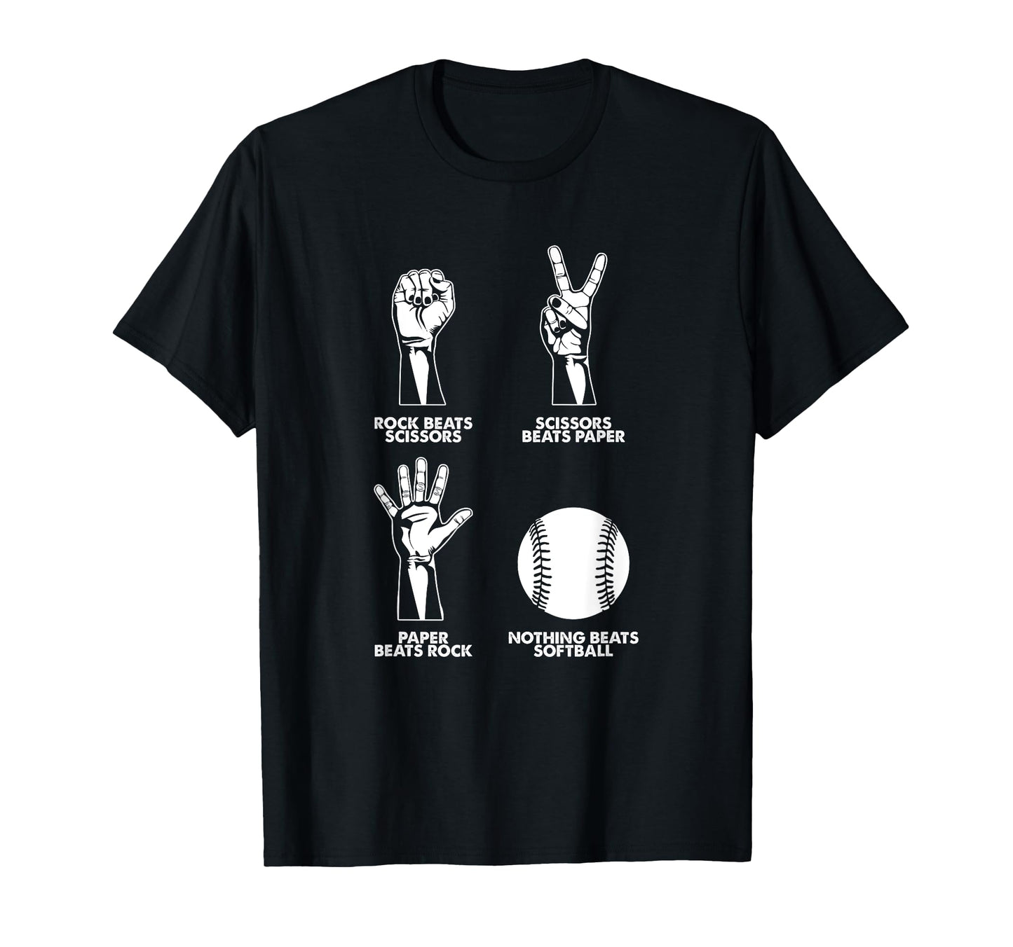 Softball Baseball Scissors Stone Paper T-Shirt - Trendy Graphic for Adults - T-Shirt, Sweatshirt, Hoodie