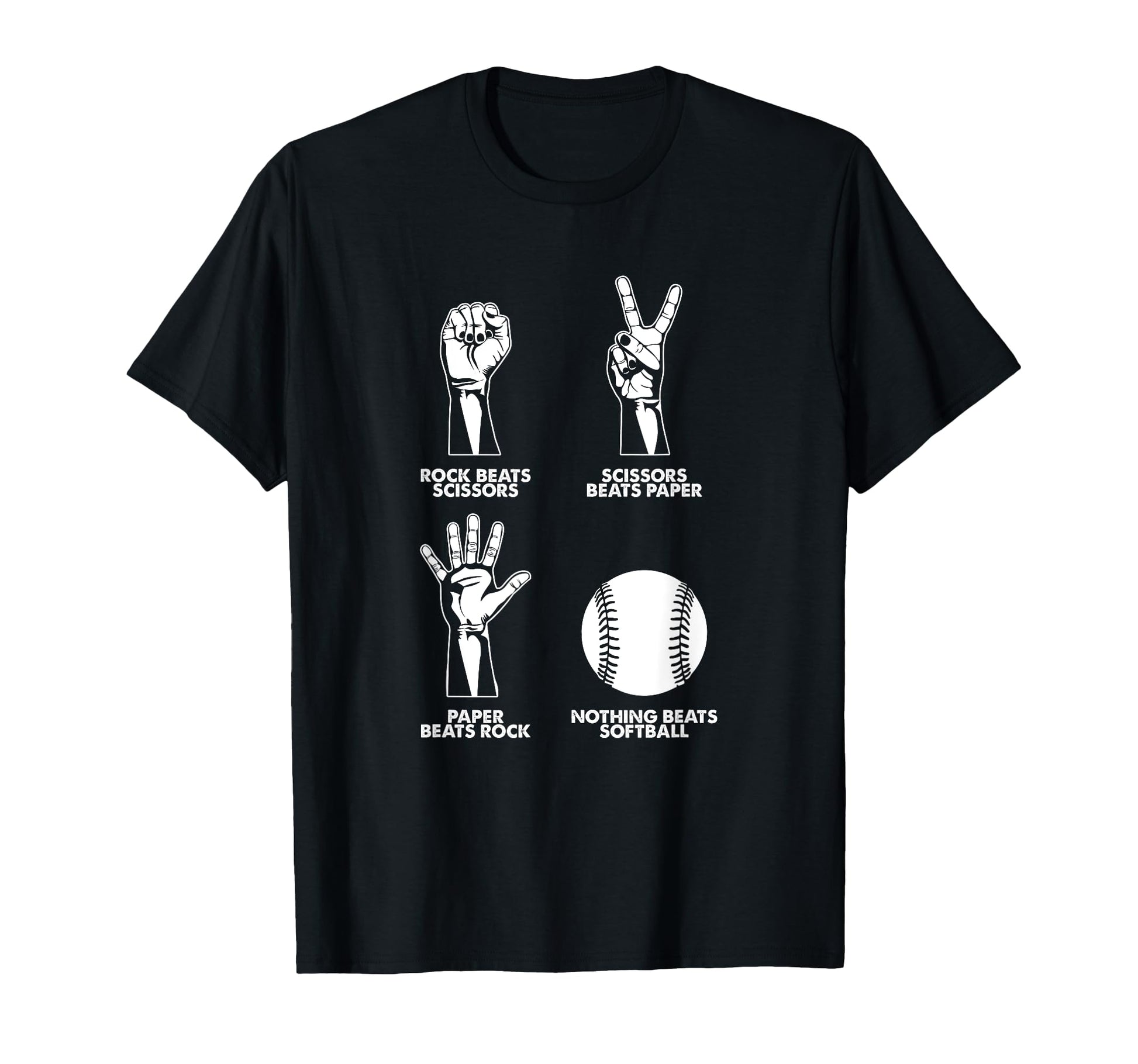 Softball Baseball Scissors Stone Paper T-Shirt - Trendy Graphic for Adults - T-Shirt, Sweatshirt, Hoodie