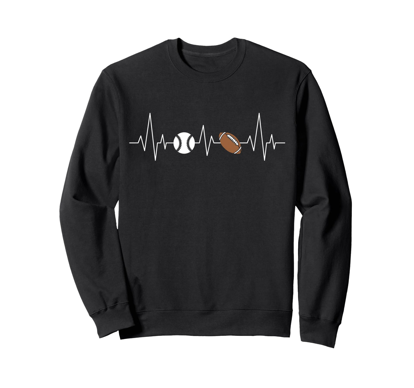 Football Baseball Heartbeat Funny Sweatshirt - Casual Everyday Wear Unisex - T-Shirt, Sweatshirt, Hoodie