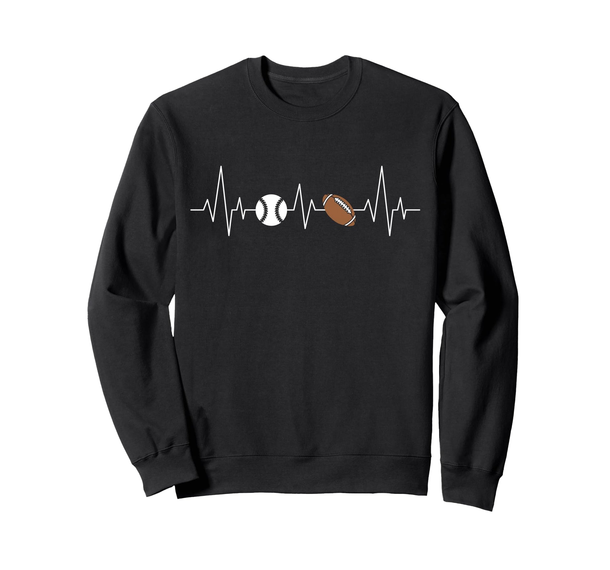 Football Baseball Heartbeat Funny Sweatshirt - Casual Everyday Wear Unisex - T-Shirt, Sweatshirt, Hoodie
