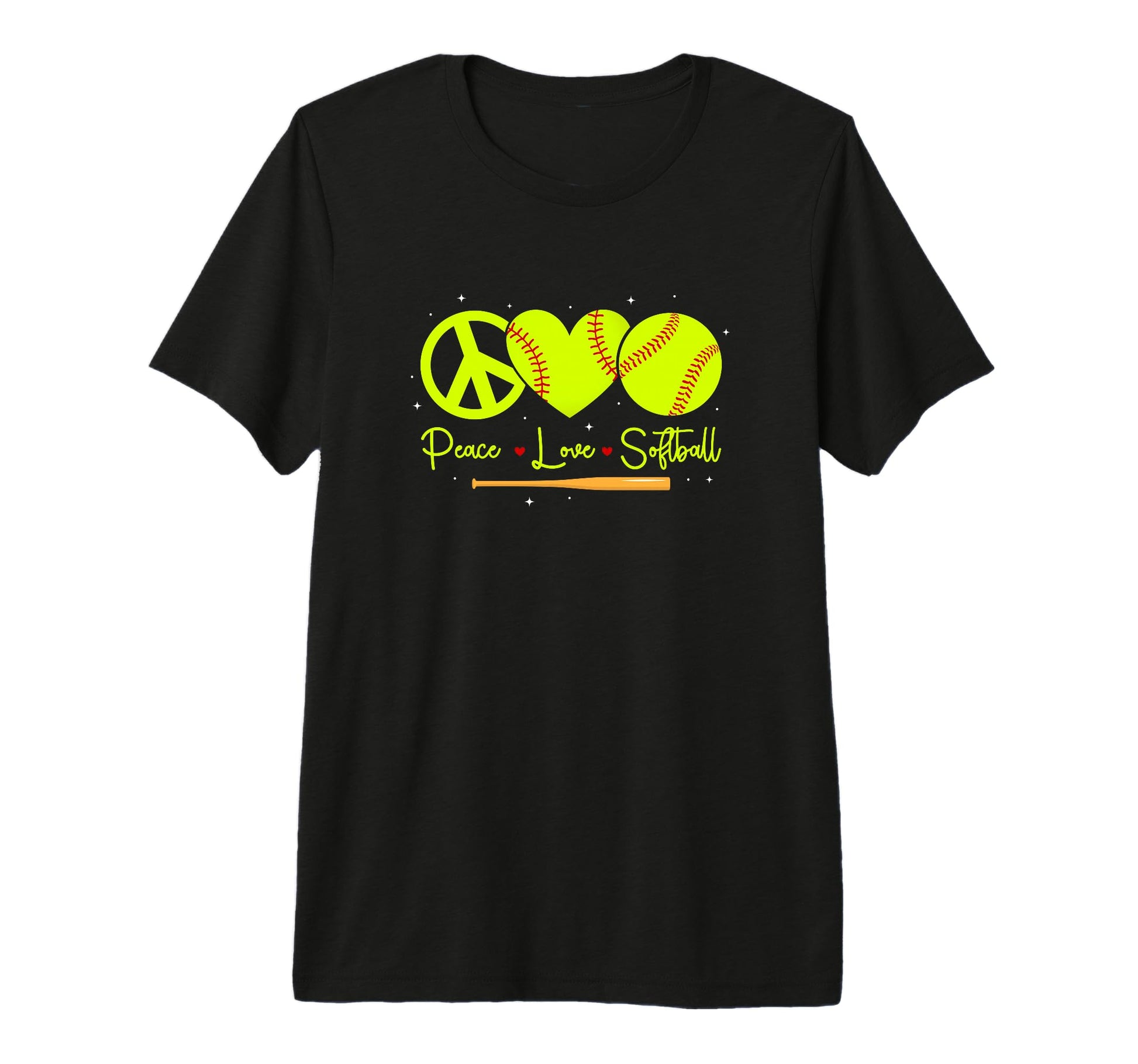 Peace Love Softball Baseball Team T-Shirt - Aesthetic Graphic for Adults - T-Shirt, Sweatshirt, Hoodie